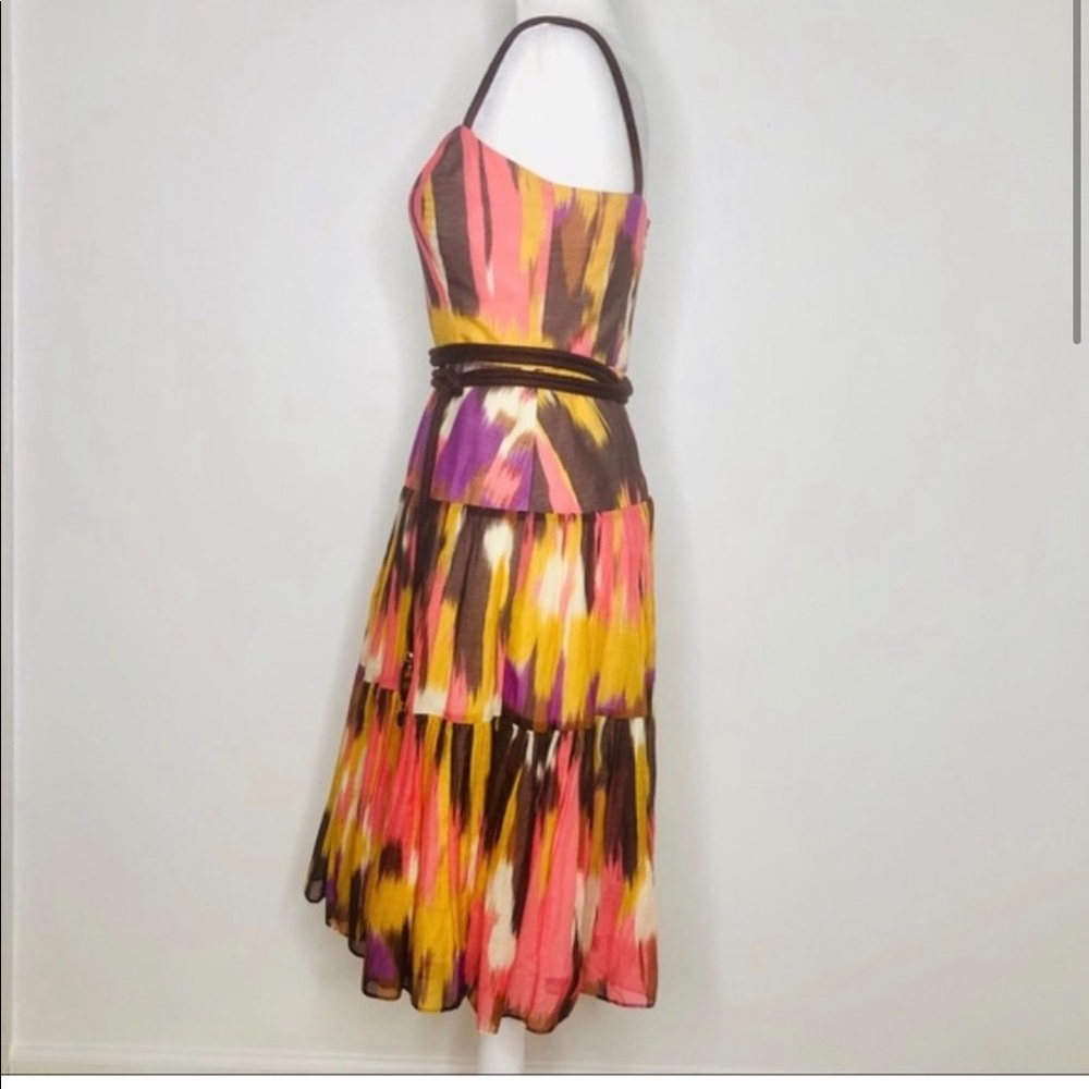 Milly of New York Watercolor Ikat Tiered Ruffle Silk Broomstick Sundress… - Picture 11 of 15